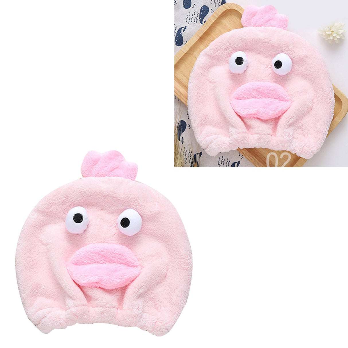 Quick Dry Hair Hat Elastic Strong Water Absorption Fine Fiber Skin Friendly Cartoon Hair Drying Towel Pink