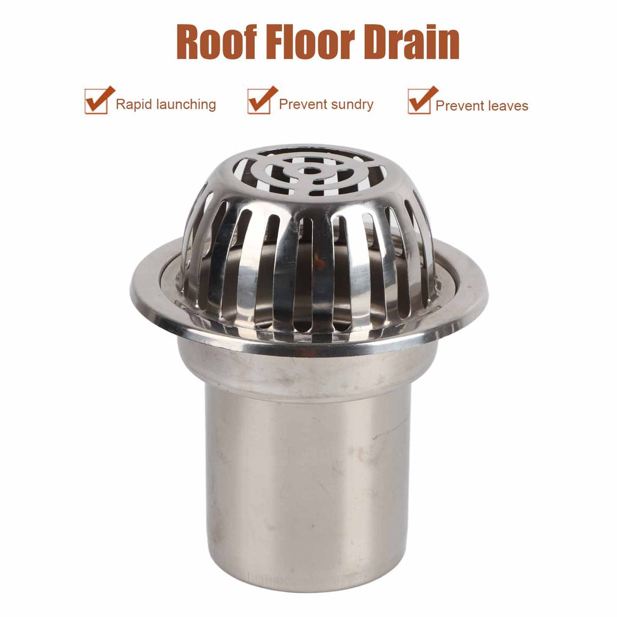 Roof Floor Drain Stainless Steel Non Blocking Balcony Outdoor Rain Bucket Drainage Parts Round 5in