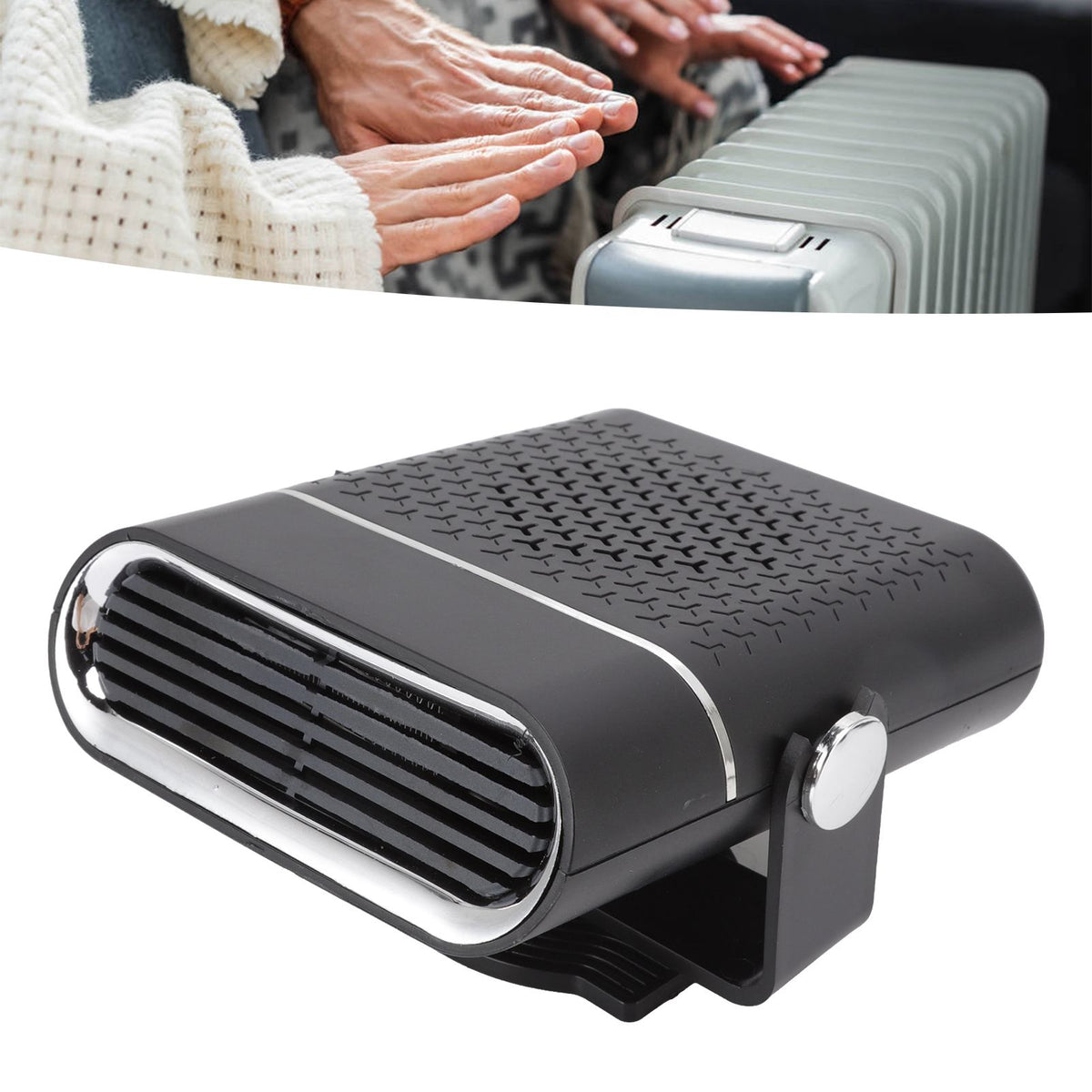 Car Heater Portable Fast Heating 360 Degree Rotation Car Heater Windscreen Defroster Defogger 12V Black