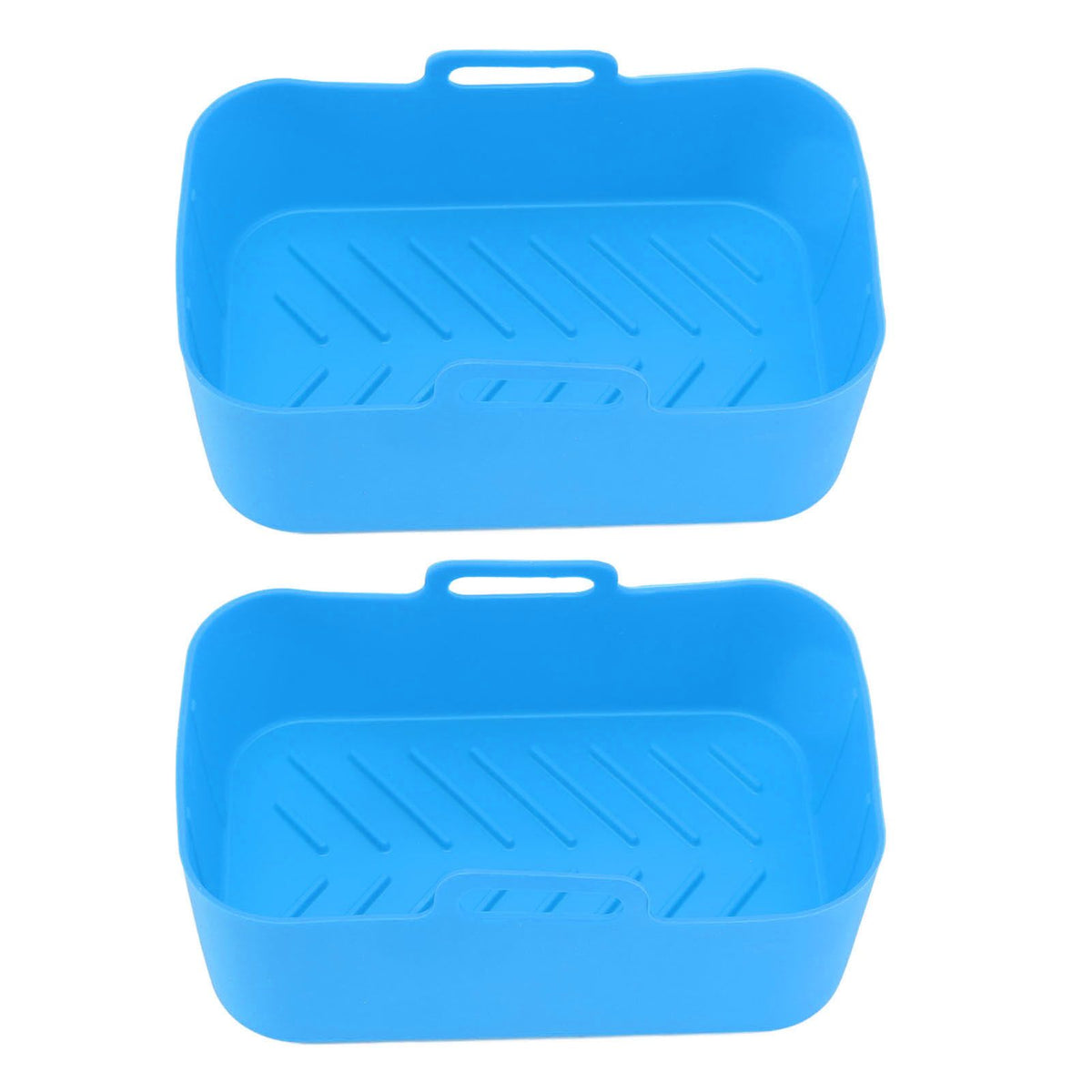 2pcs Fryer Silicone Basket Nonstick High Temperature Resistanc Fryer Liner with Brush for Ninja DZ201 Foodi 8QT Blue