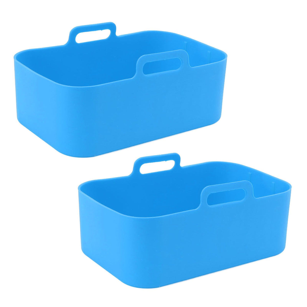 2pcs Fryer Silicone Basket Nonstick High Temperature Resistanc Fryer Liner with Brush for Ninja DZ201 Foodi 8QT Blue