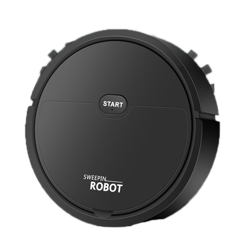 Robot Vacuum Cleaner USB Smart 3 In 1 Suction Sweeping Mopping Function Automatic Vacuum Cleaner for Small Apartments Black