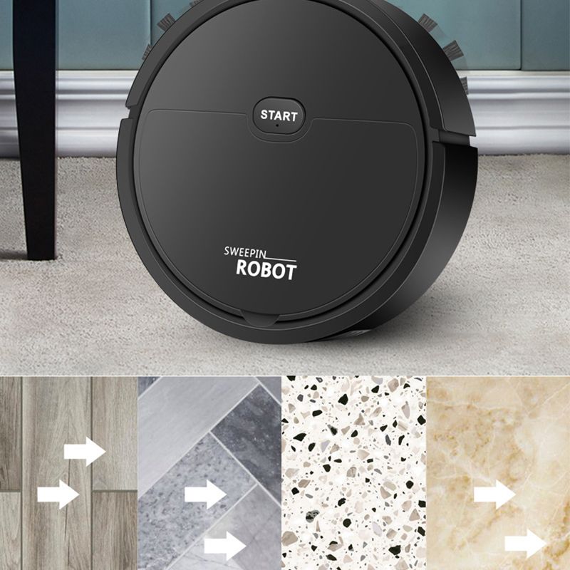 Robot Vacuum Cleaner USB Smart 3 In 1 Suction Sweeping Mopping Function Automatic Vacuum Cleaner for Small Apartments Black