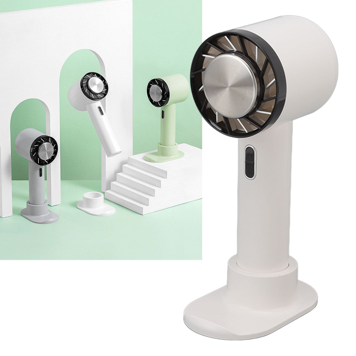 Hand Held Cooling Fan Portable USB Rechargeable Small Pocket Fan for Office Traveling White