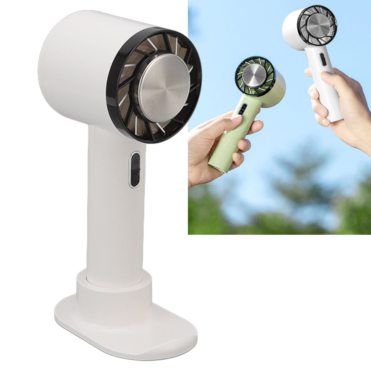 Hand Held Cooling Fan Portable USB Rechargeable Small Pocket Fan for Office Traveling White