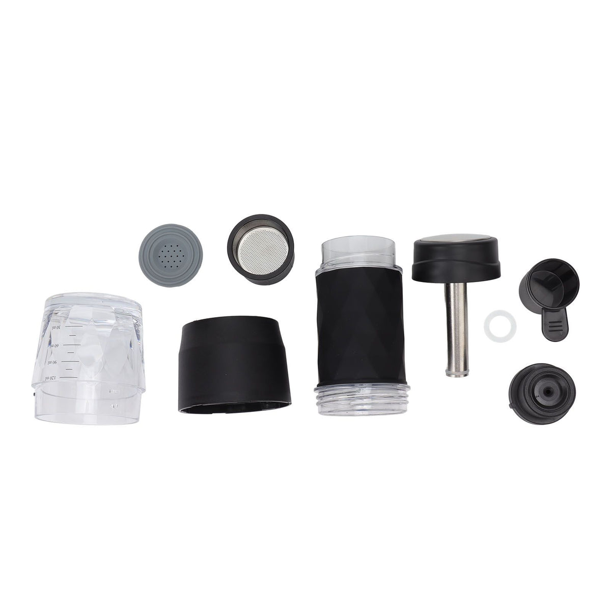 Maual Hand Coffee Maker Portable Travel Coffee Machine Compatible Ground Coffee and Coffee Capsule for Outdoor Black
