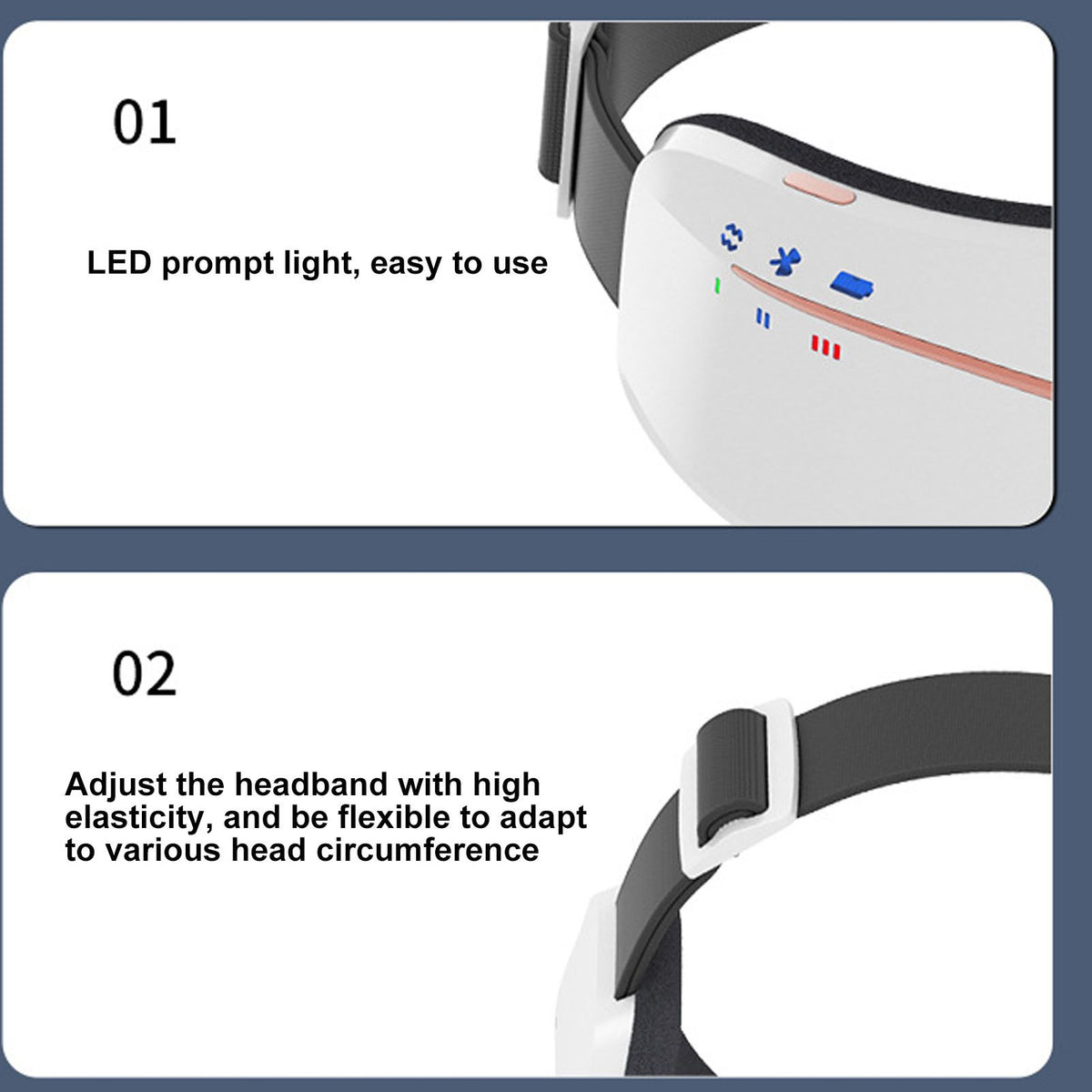 Eye Massager Smart Bluetooth Heating Vibration USB Charging Eye Massage Machine for Home Dorm White