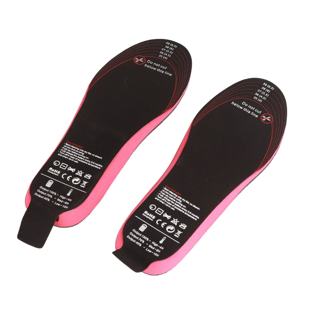 Heated Insoles DIY Cuttable Smart Remote Control USB Rechargeable Electric Heating Insoles for Men Women Outdoor Size 35‑40