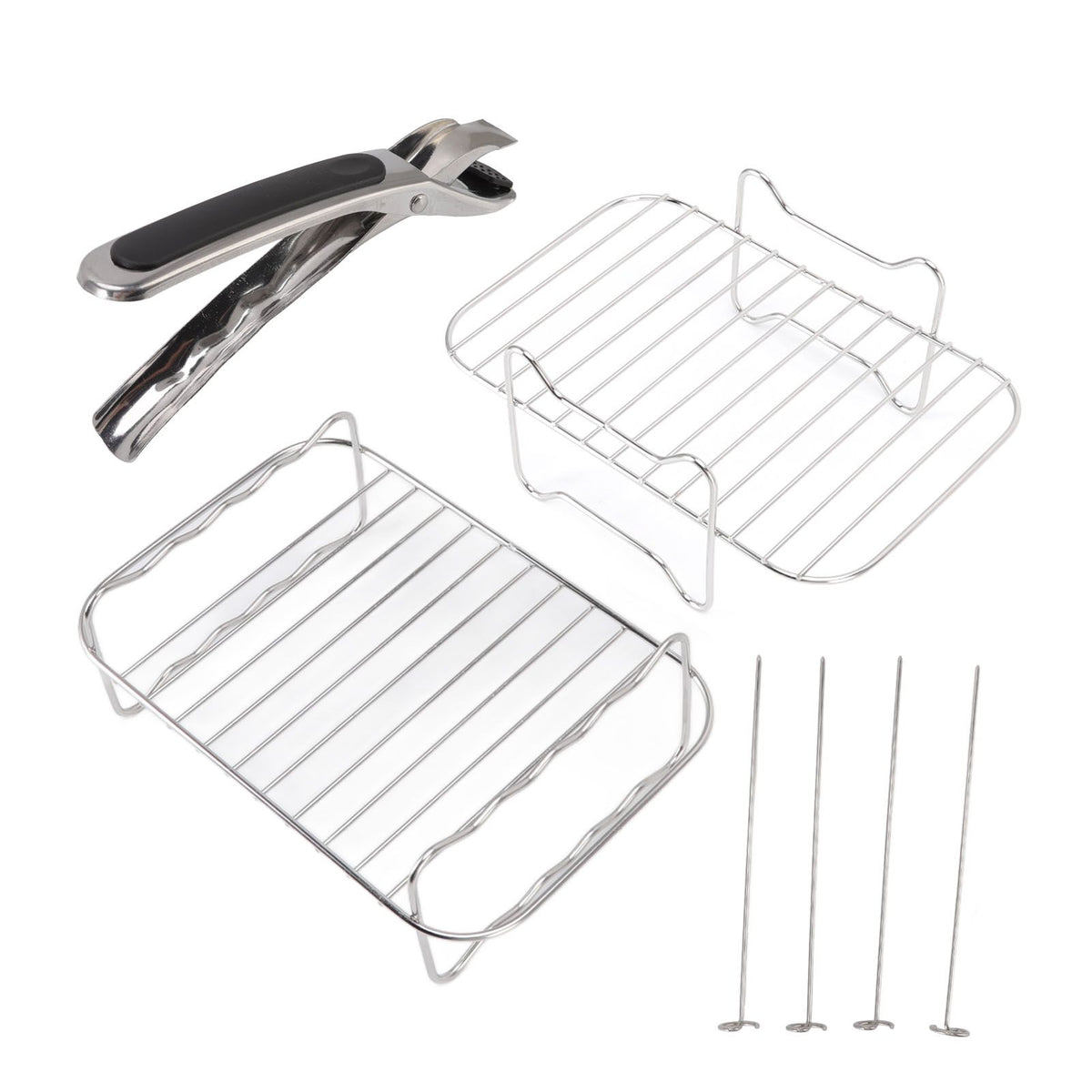Fryer Rack Stainless Steel Skewer Rack Fryer Steaming Rack with Anti Scalding Clip Skewer for NINJA FOOD 8QT