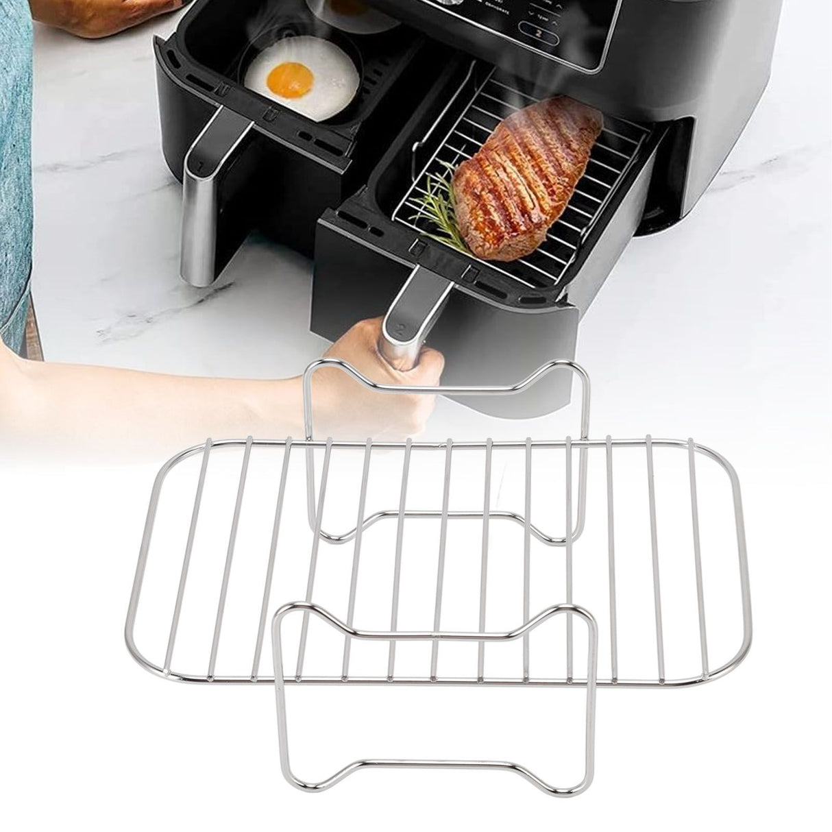 Fryer Rack Grill Dehydrator Rack for Dual Basket for NINJA FOOD 8QT Kitchen Cooking Fryer