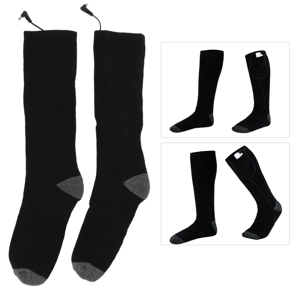 Smart Heating Socks Foot Thermal Electric Heated Stockings Winter Cold Resistant Electric Socks Black
