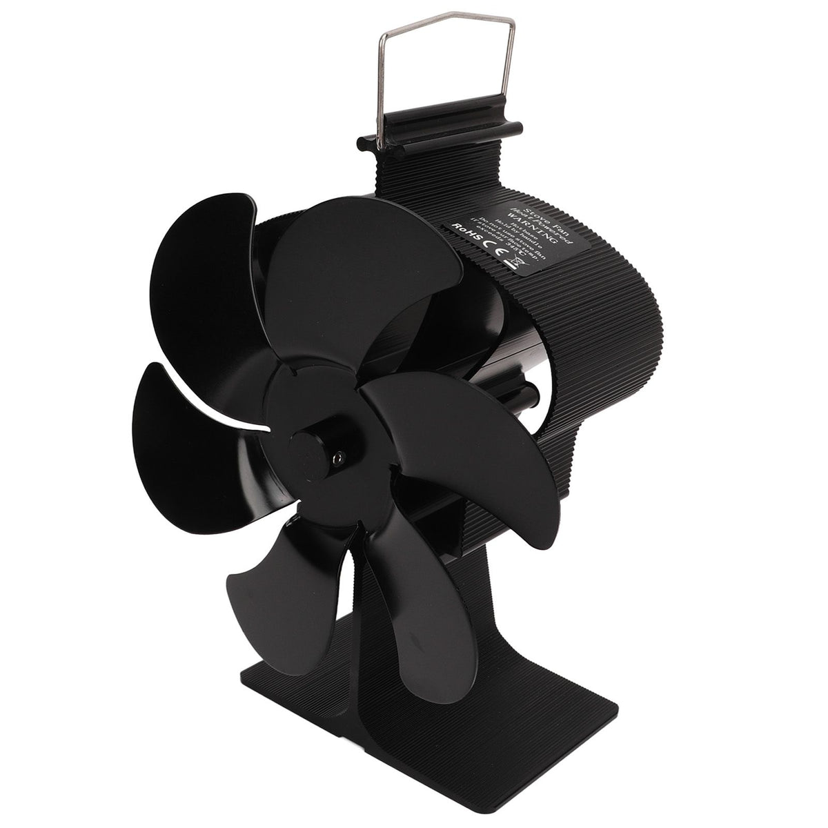 6 Blades Heat Powered Stove Fan Non Electric Self Starting Fireplace Fan High Temperature Resistant Fan Crown Black