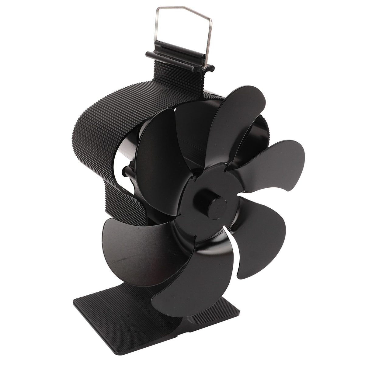 6 Blades Heat Powered Stove Fan Non Electric Self Starting Fireplace Fan High Temperature Resistant Fan Crown Black