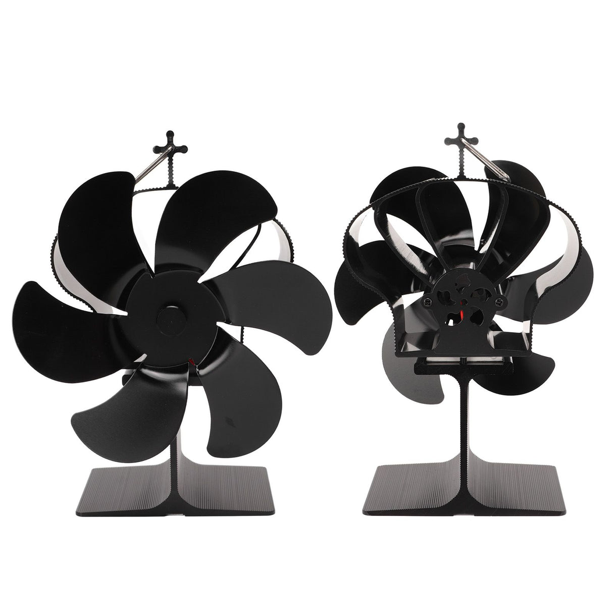 6 Blades Heat Powered Stove Fan Non Electric Self Starting Fireplace Fan High Temperature Resistant Fan Crown Black