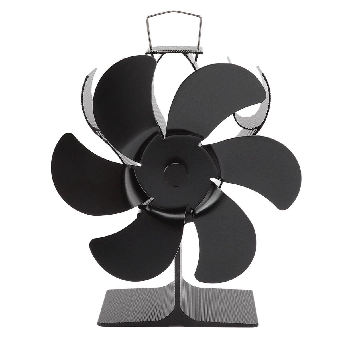6 Blade Stove Fan Black Self Starting High Temperature Resistant Heat Powered Stove Fan for Home 152mm