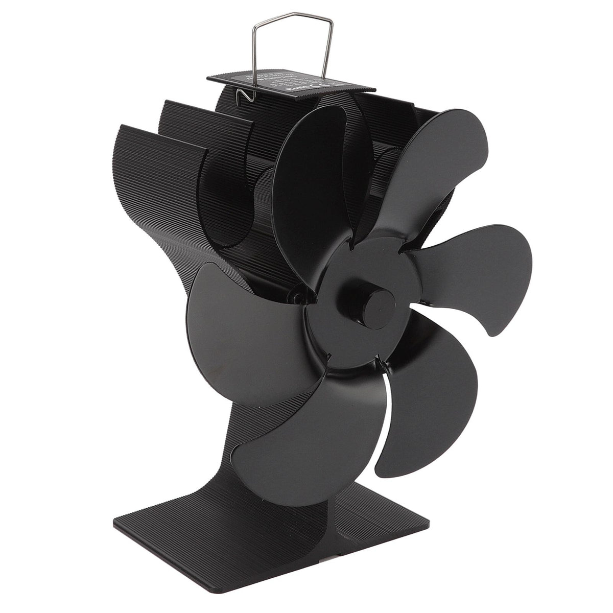 6 Blade Stove Fan Black Self Starting High Temperature Resistant Heat Powered Stove Fan for Home 152mm