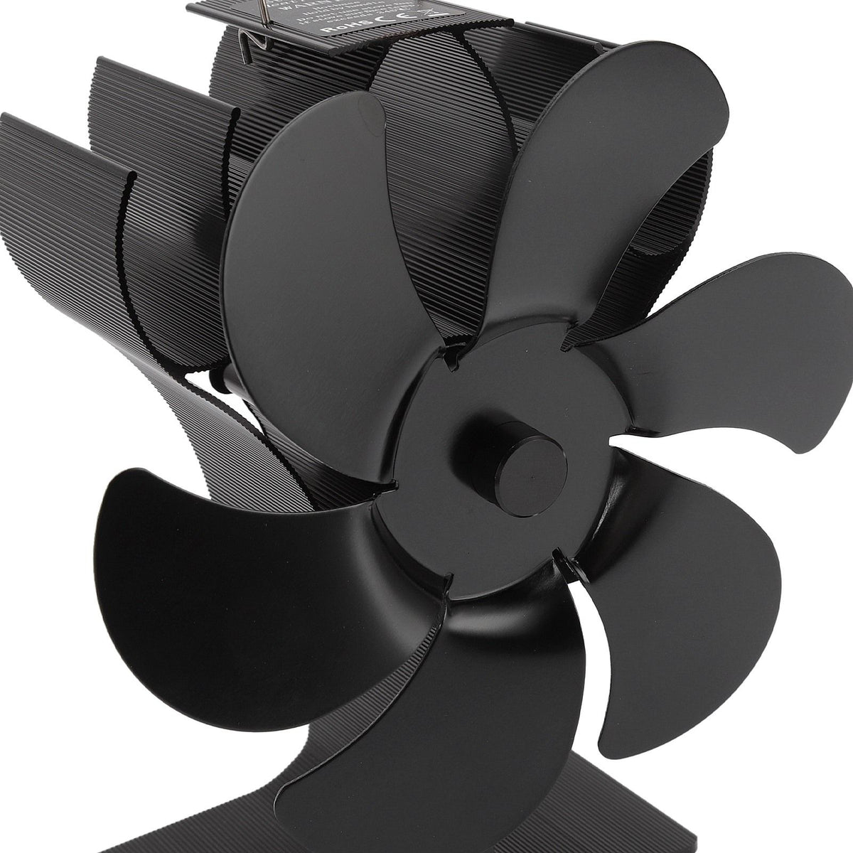 6 Blade Stove Fan Black Self Starting High Temperature Resistant Heat Powered Stove Fan for Home 152mm