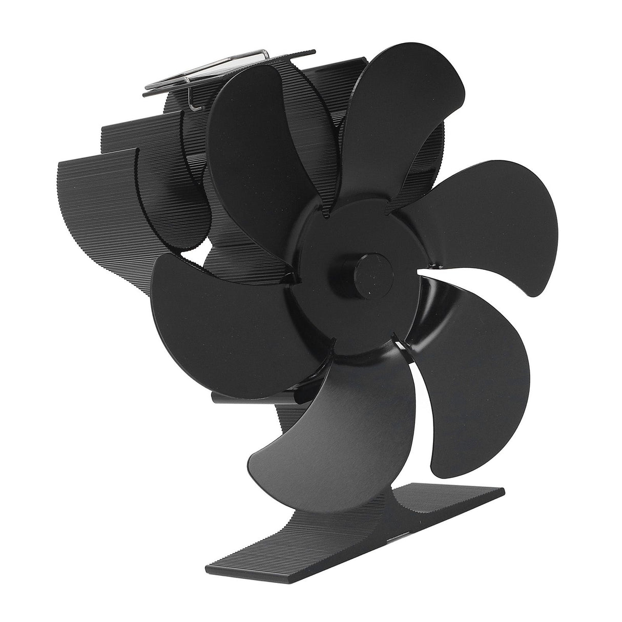 6 Blades Heat Powered Stove Fan High Temperature Resistance Self Starting Wood Burning Stove Fireplace Fan Black Diameter 152mm