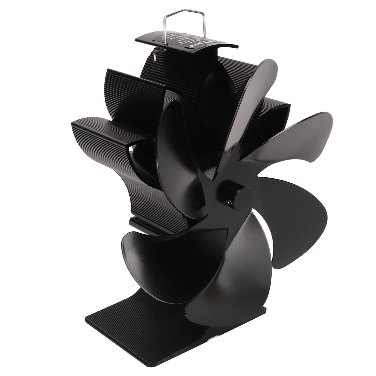 6 Blade Stove Eco Fan Black High Temperature Resistant Self Starting Energy Saving Heat Powered Fan for Home