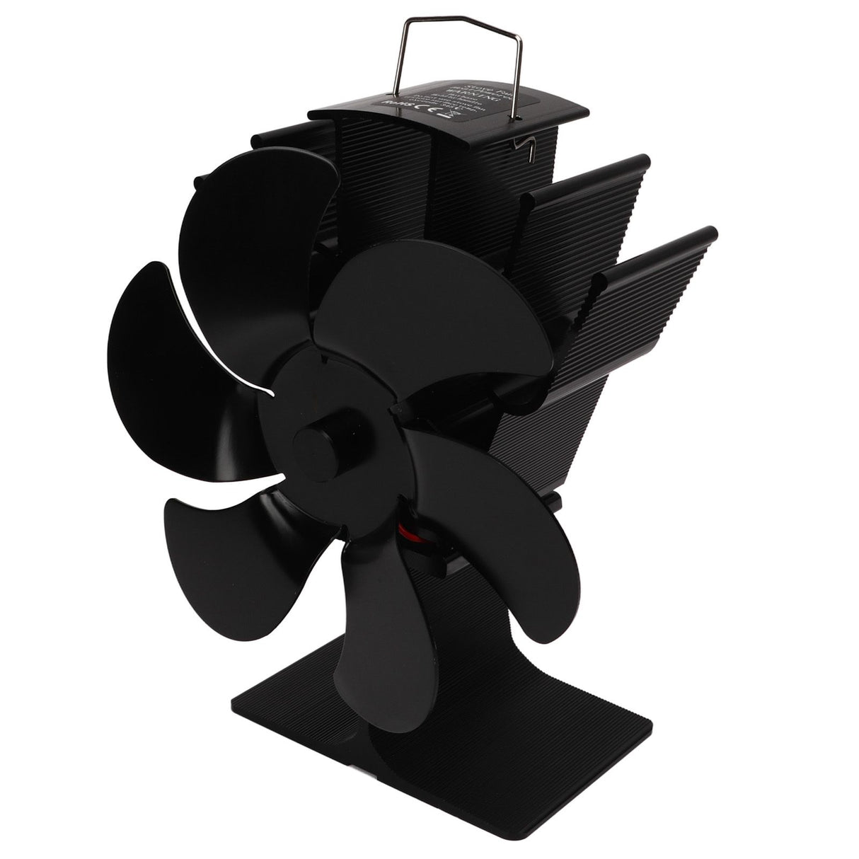 Heat Powered Fireplace Fan Non Electric Self Starting Stove Fan High Temperature Resistant Energy Saving Fan 6 Blades Black