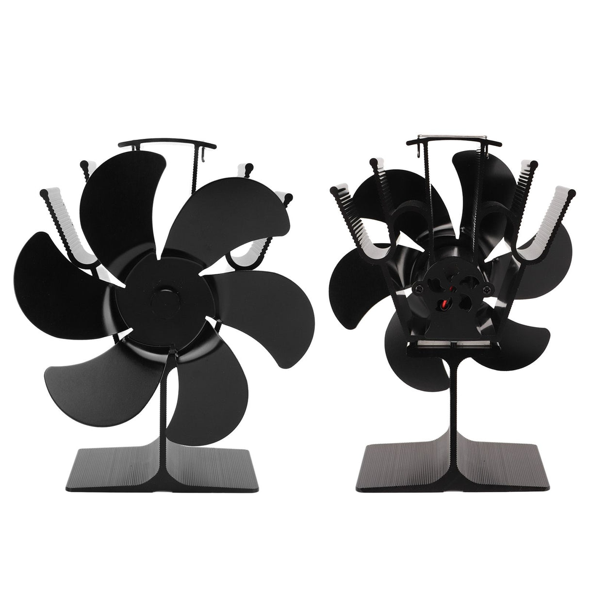 Heat Powered Fireplace Fan Non Electric Self Starting Stove Fan High Temperature Resistant Energy Saving Fan 6 Blades Black