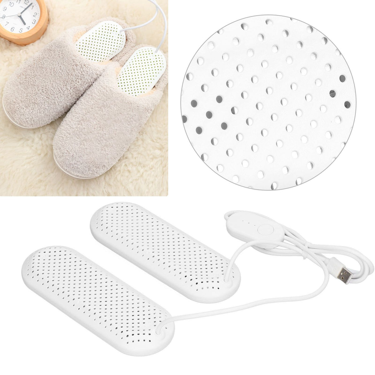 Household USB Shoe Dryer Student Dormitory Adult Deodorizing Boot Shoes Dryer with Timer White