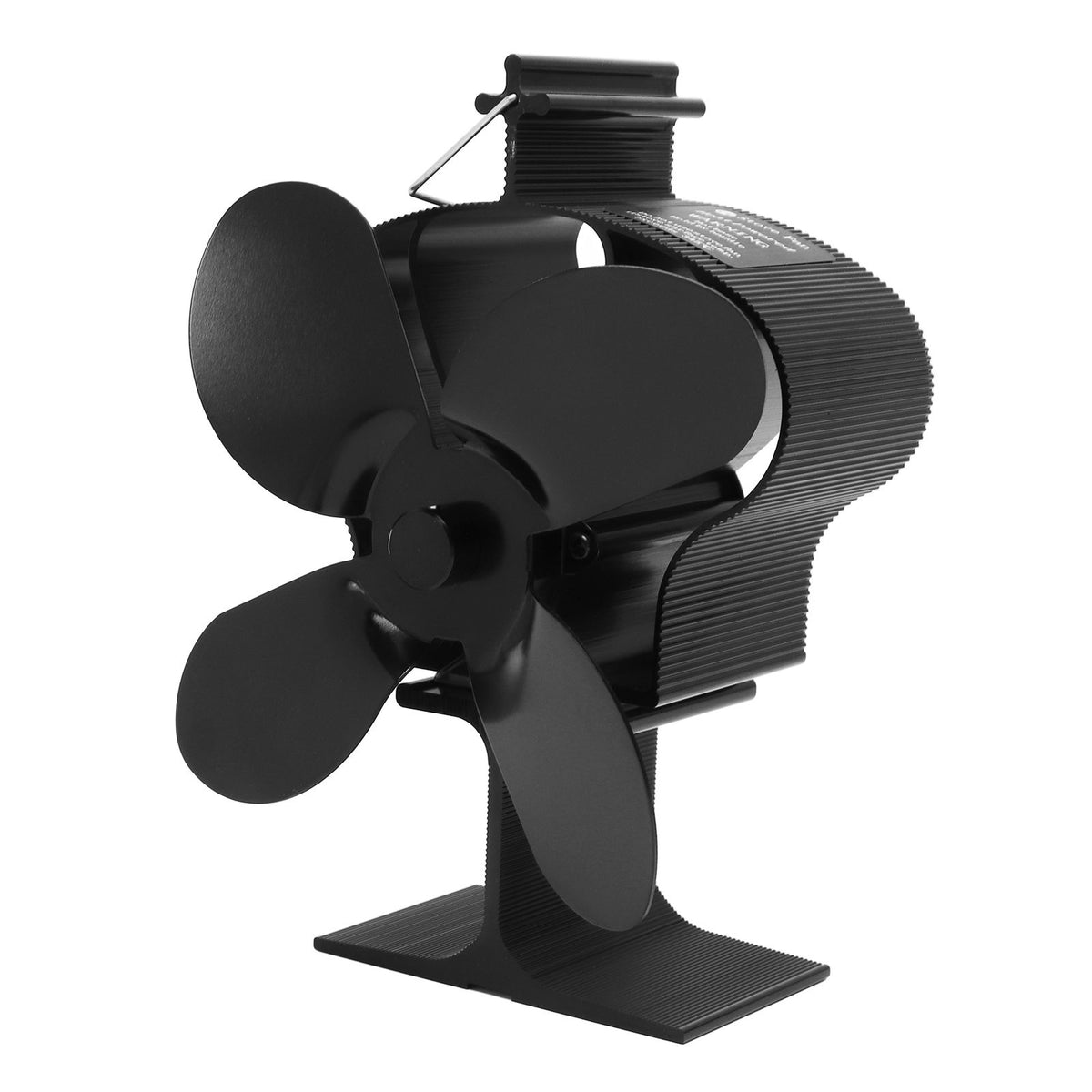 4 Blades Heat Powered Stove Fan High Temperature Resistance Self Starting Fireplace Fan Black Diameter 152mm LT381 Crown Style