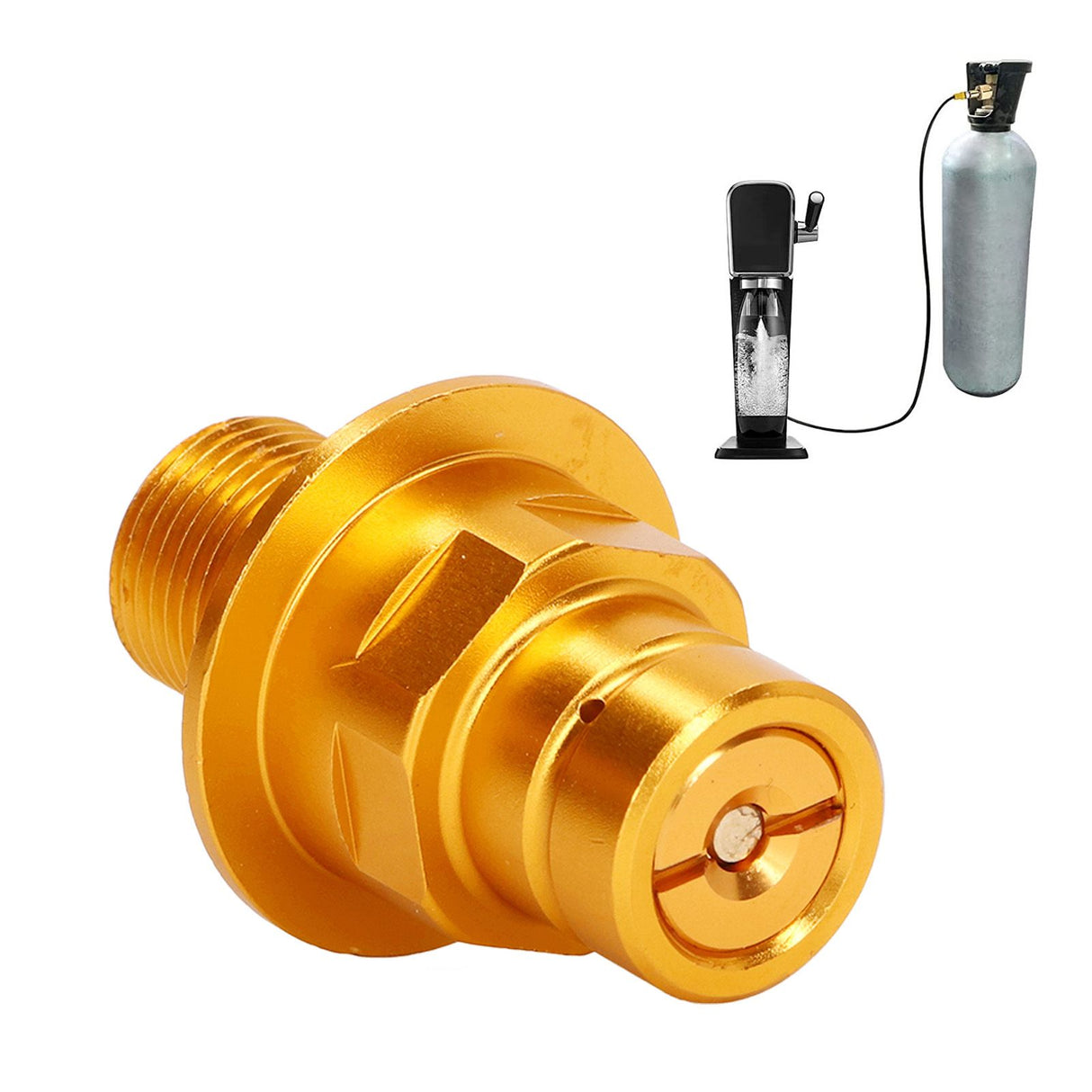 CO2 Adapater Copper Soda Machine Connector Adapter for Terra for Art Quick Connect Machines Gold M18x1.5