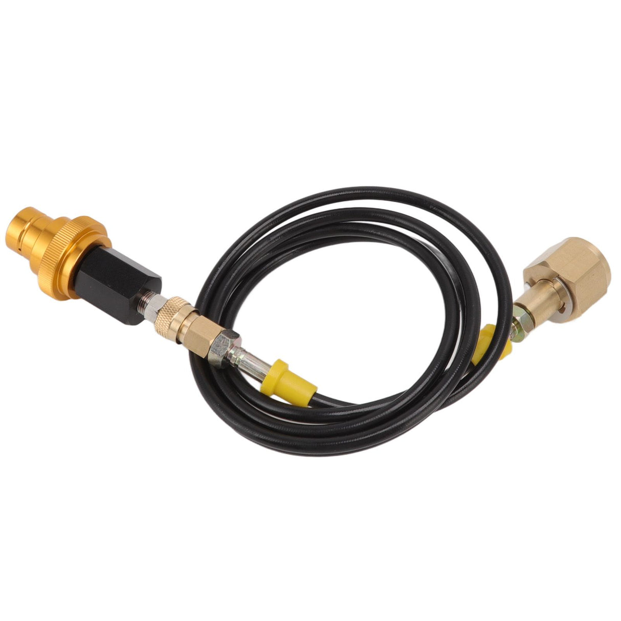 Soda Machine Adapter Hose Kit 1.5m Black Soda Adapter Hose with Gold Quick Adapter CO2 Tank Refill Adapter W21.8 14