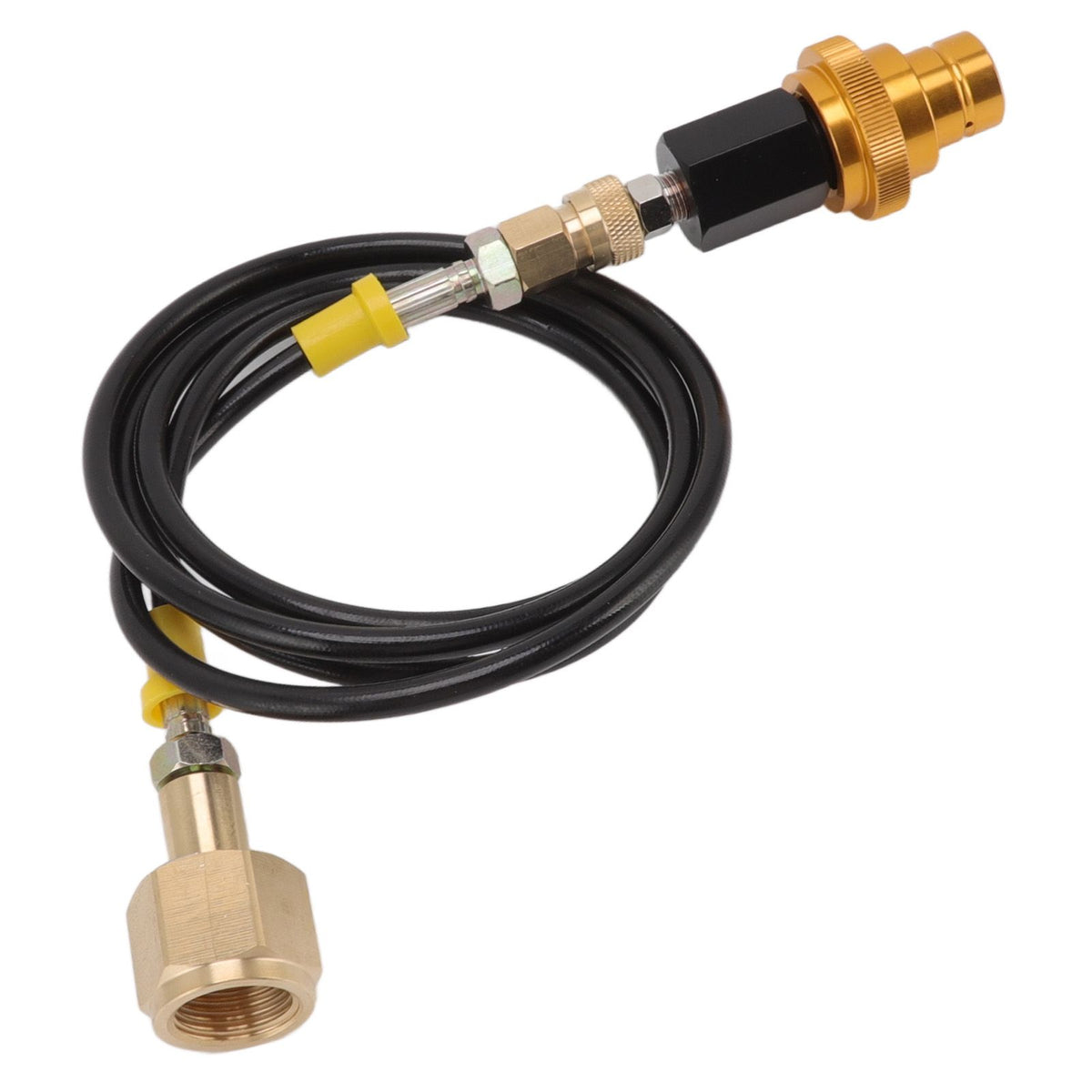 Soda Machine Adapter Hose Kit 1.5m Black Soda Adapter Hose with Gold Quick Adapter CO2 Tank Refill Adapter W21.8 14