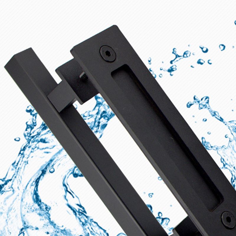 Sliding Barn Door Handle Flat Back Plate Double Sided Rectangular Black Door Pull Handle
