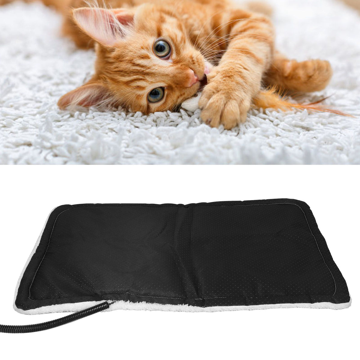 10W 5V Pet Heated Bed USB Interface Electric Bite Resistant Pet Heating Pad for Dogs Cats 75x55x2cm / 29.5x21.7x0.8in