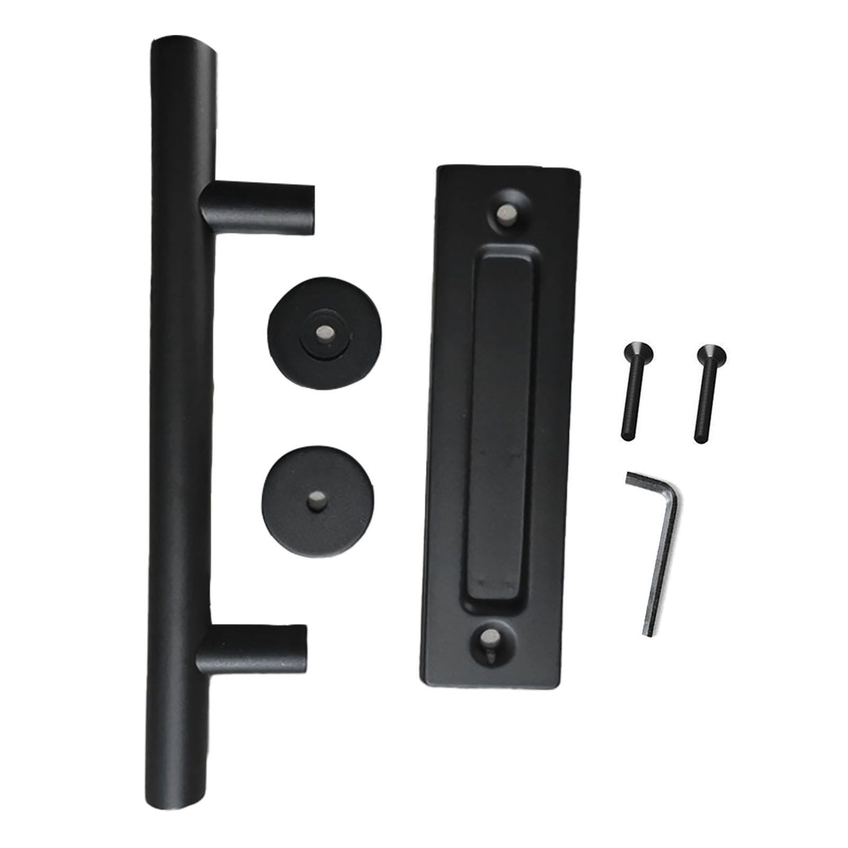 Sliding Barn Door Handle Carbon Steel 4.8mm Thick Double Sided Barn Door Push Pull Handle Black Round Handle