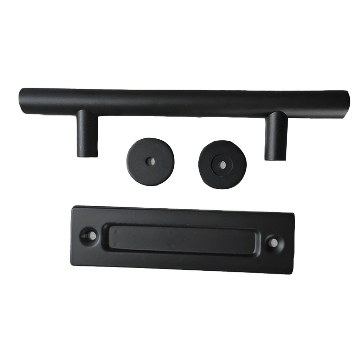Sliding Barn Door Handle Carbon Steel 4.8mm Thick Double Sided Barn Door Push Pull Handle Black Round Handle