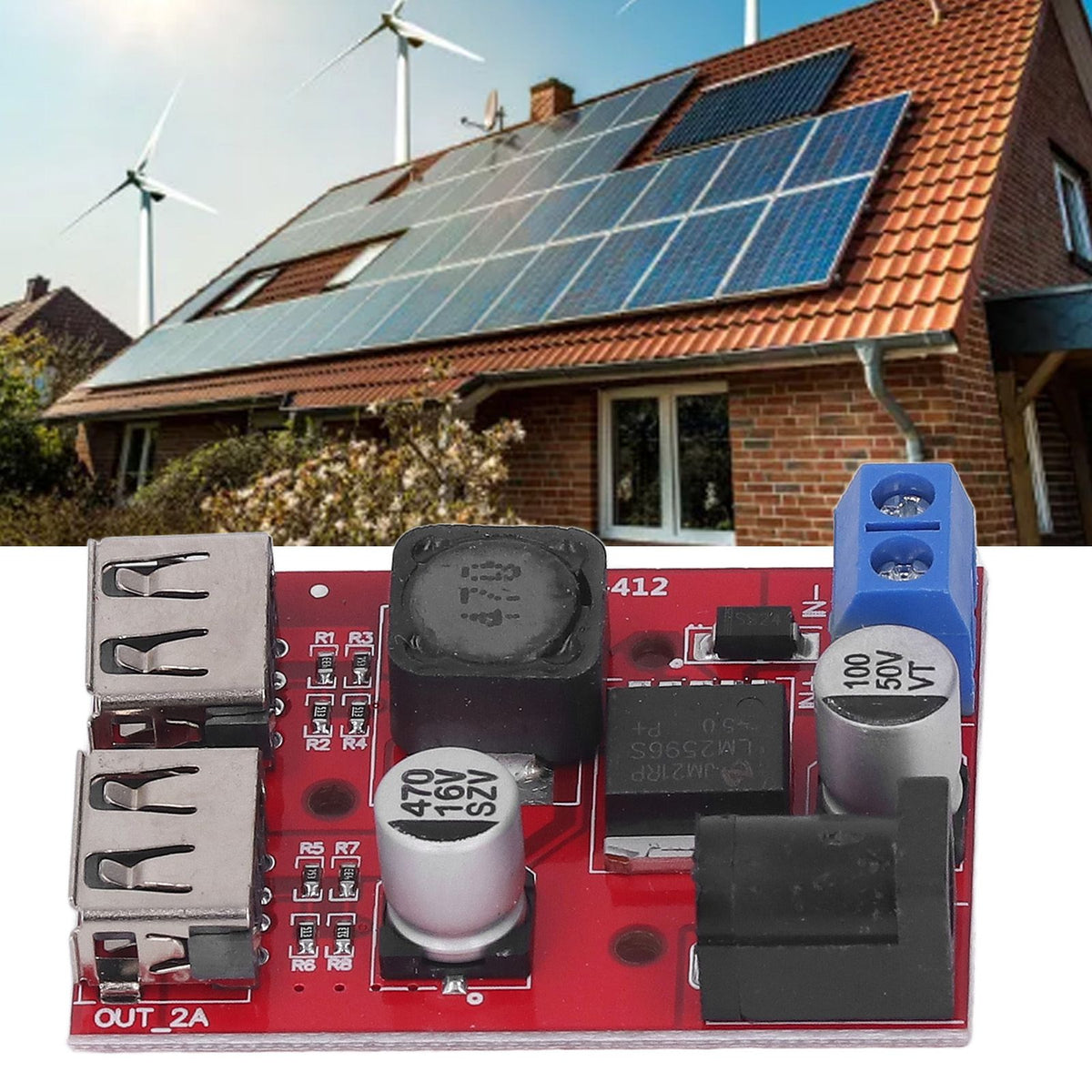 DC 6V‑30V to 5V Solar Controller Circuit Board Voltage Stabilizing Controller Solar Power Buck USB Circuit Board