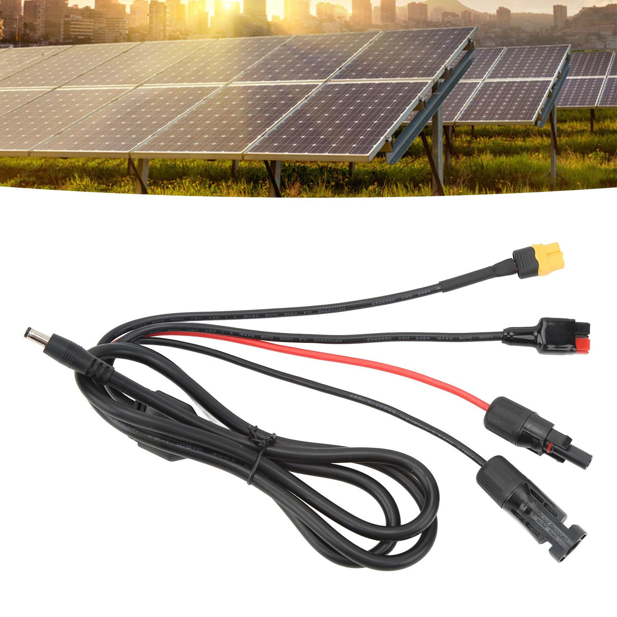 1 to 4 Solar Panel Plug to DC 5.5x2.1mm Adapter Extension Power Cable Solar Panel Charger Connecting Cable