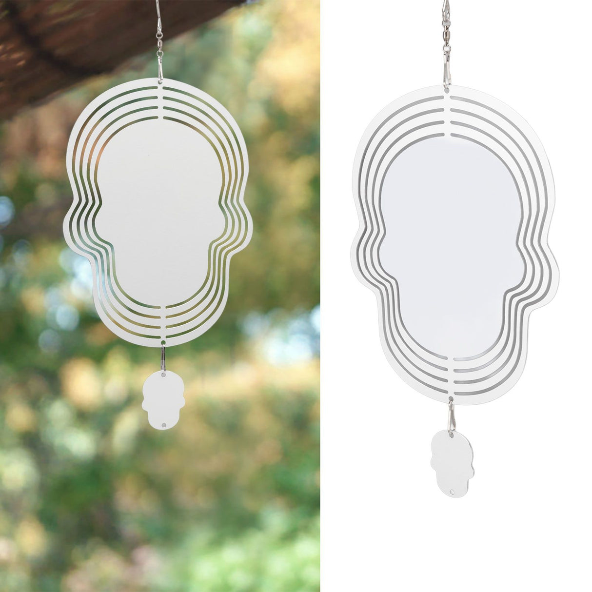 Wind Chime White Simple Delicate Decorative Weather Resistance Ornament for Lamp Tree Wall Skull Pattern