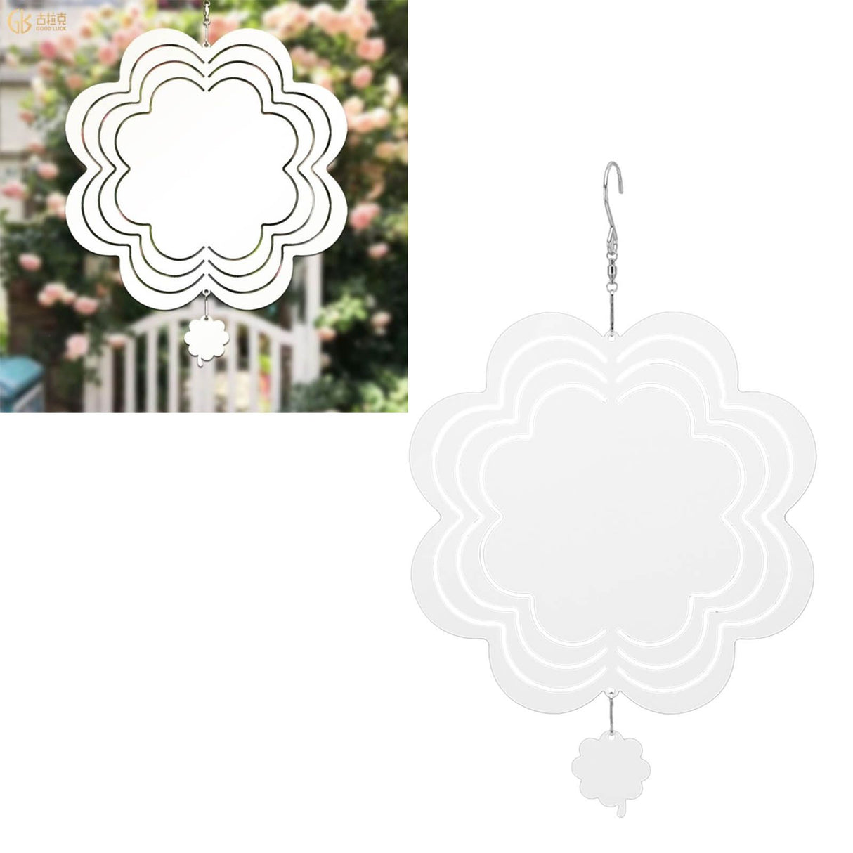 DIY Sublimation Wind Chime Aluminum Blank Wind Chimes Hanging Pendant for Outdoor Garden Courtyard Decoration 200x200x1mm