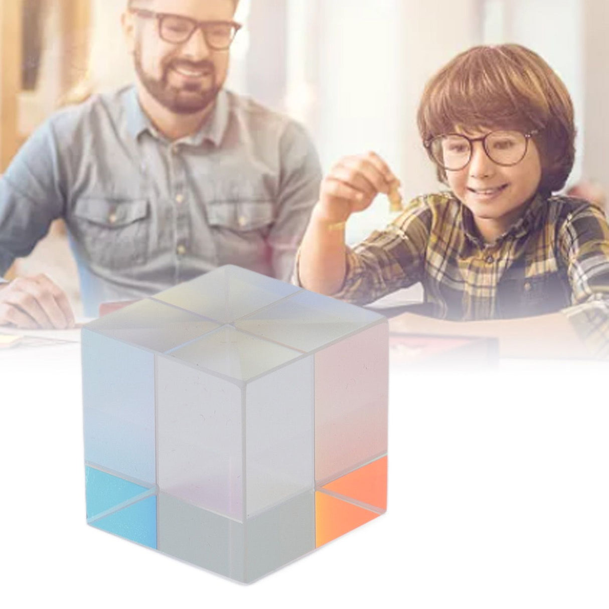 Prism Cube Optical Glass RGB Dispersion Color Cube Sun Catcher X Cube Prism Birthday Gift 20x20x20mm/0.8x0.8x0.8in