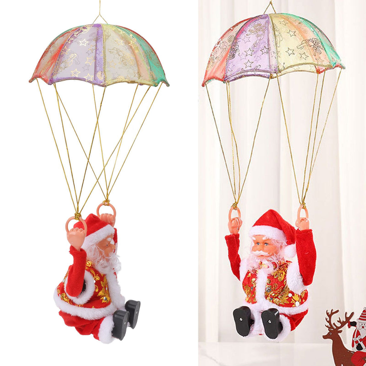 Parachute Christmas Ornaments Lovely Shape Safe Eco Friendly Fleece PC Christmas Hanging Ornament Parachute for Kids Somersault