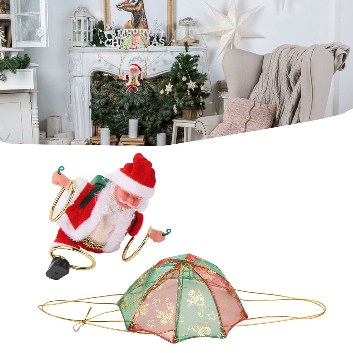 Parachute Christmas Ornaments Lovely Shape Safe Eco Friendly Fleece PC Christmas Hanging Ornament Parachute for Kids Circling