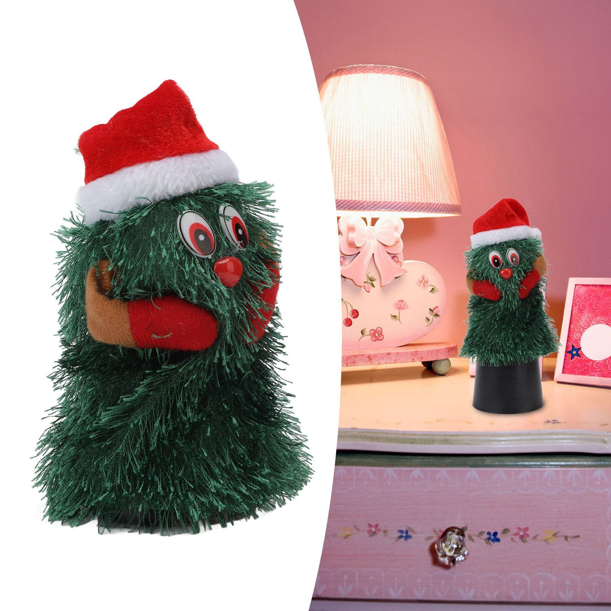 Tabletop Christmas Tree Musical Rotatable Cute Plant Shape Christmas Tree Figurine Decoration