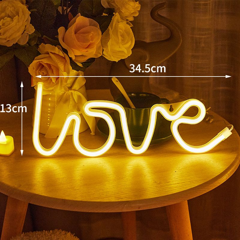 LED Love Neon Sign PS Board and Acrylic Love Sign Lamp with Hanging Holes for Confession Marriage Proposal Warm Colour Battery Powered