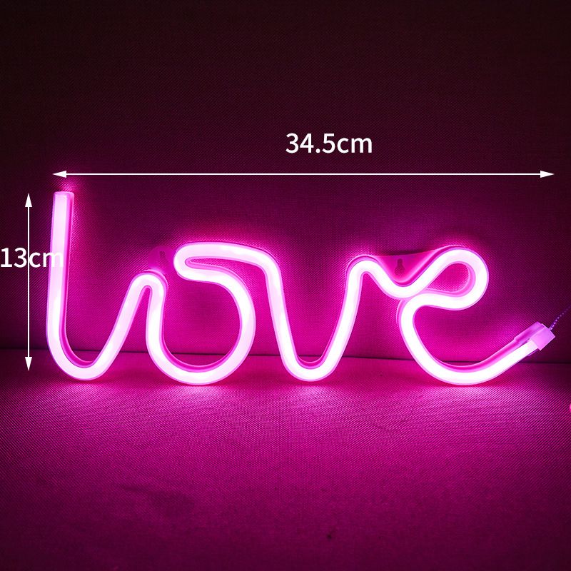LED Love Neon Sign PS Board and Acrylic Love Sign Lamp with Hanging Holes for Confession Marriage Proposal Pink Battery Powered