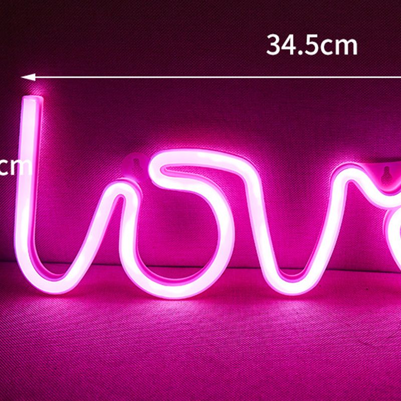 LED Love Neon Sign PS Board and Acrylic Love Sign Lamp with Hanging Holes for Confession Marriage Proposal Pink Battery Powered