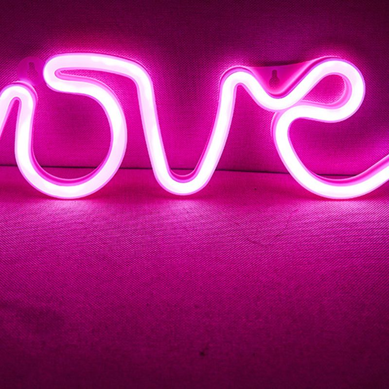 LED Love Neon Sign PS Board and Acrylic Love Sign Lamp with Hanging Holes for Confession Marriage Proposal Pink Battery Powered