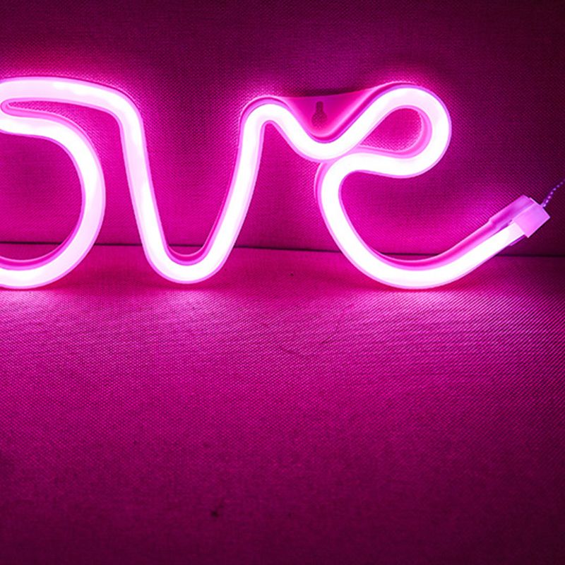 LED Love Neon Sign PS Board and Acrylic Love Sign Lamp with Hanging Holes for Confession Marriage Proposal Pink Battery Powered