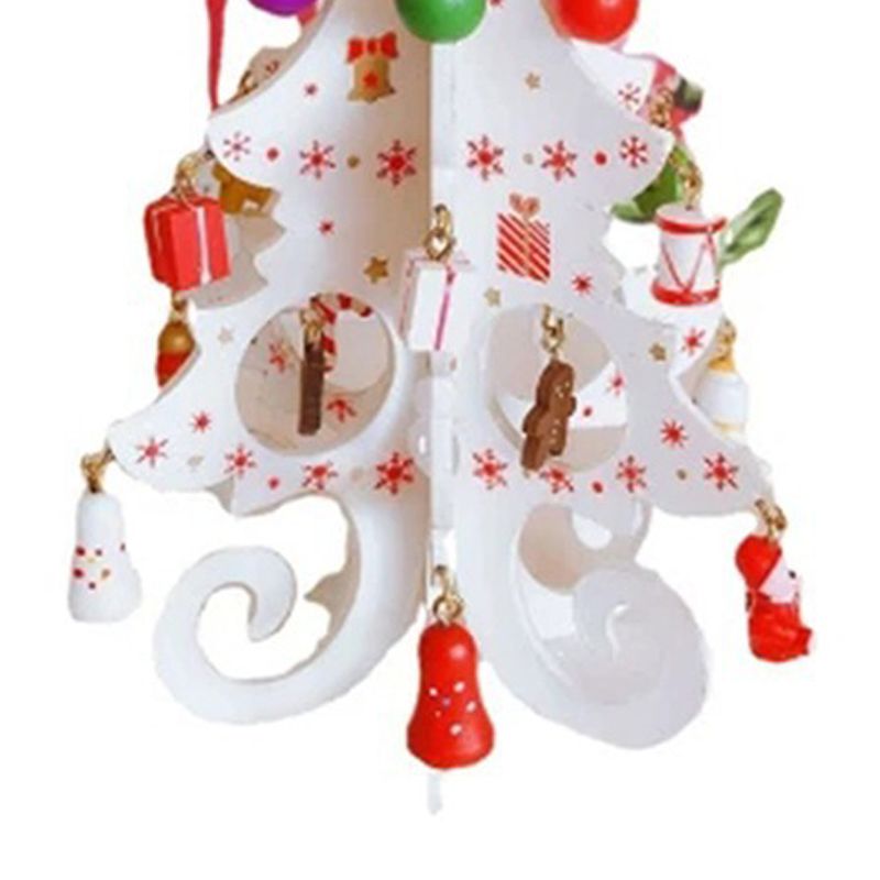 Wooden Christmas Tree Decoration 6 Pieces Vivid 3D Wooden Christmas Tree for Christmas Party White