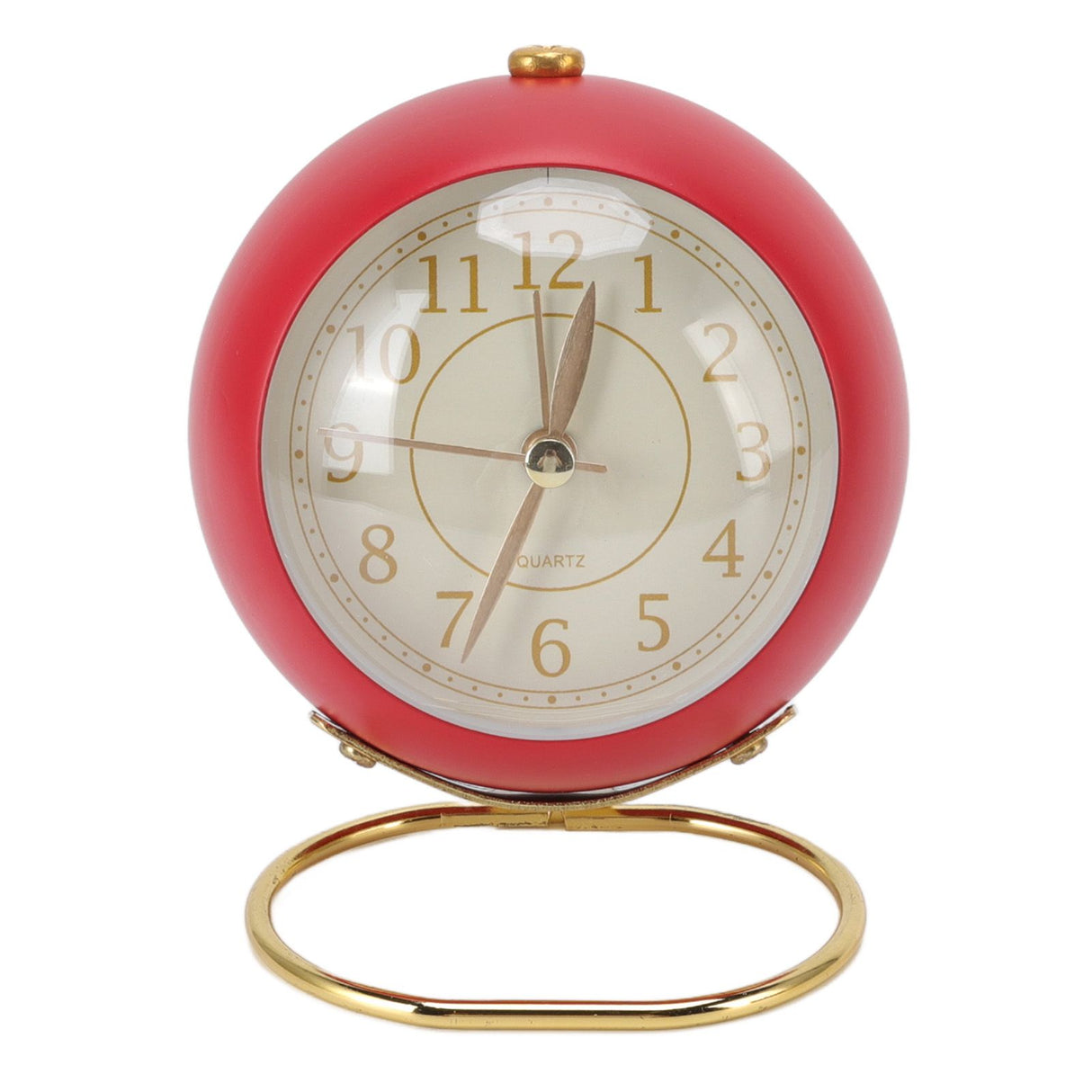 Retro Alarm Clock Silent Decorative Round Ring Base Small Quartz Alarm Clock with Ambient Night Light for Bedroom