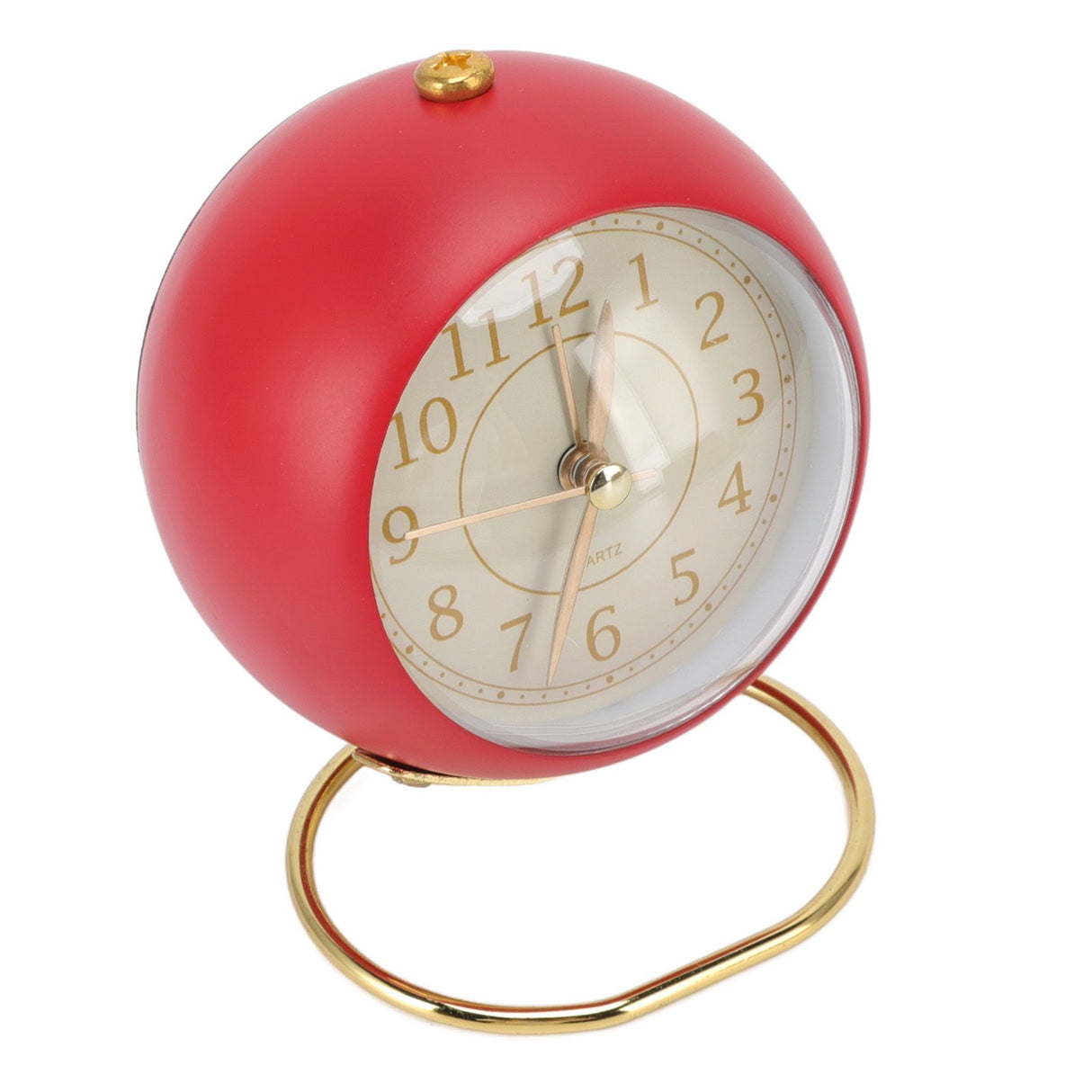 Retro Alarm Clock Silent Decorative Round Ring Base Small Quartz Alarm Clock with Ambient Night Light for Bedroom
